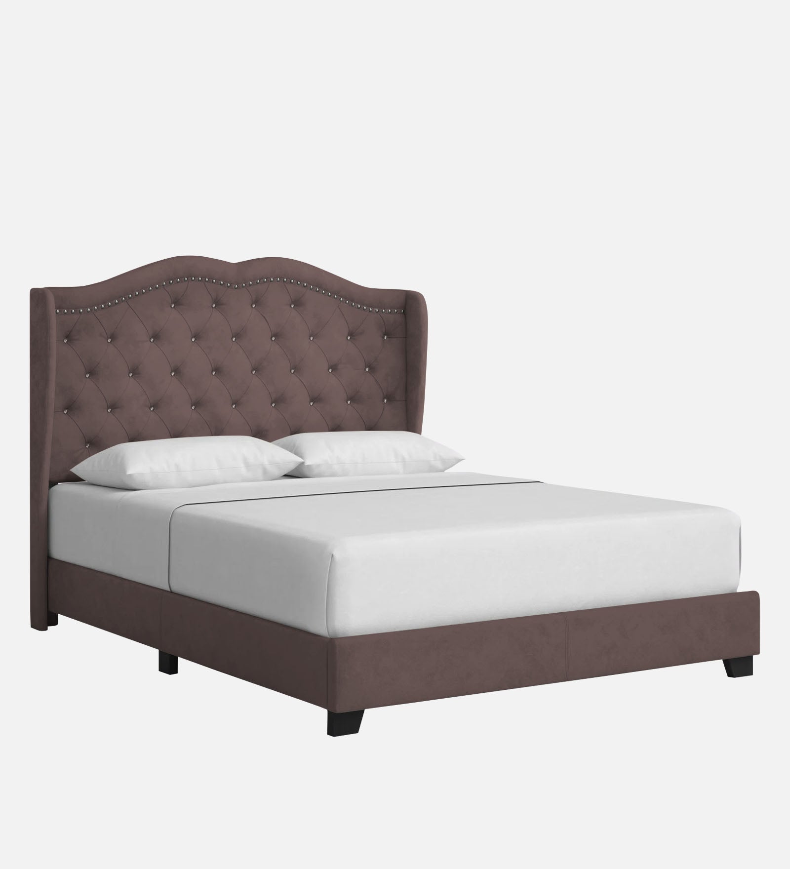Blake Fabric Queen Size Bed in Caspa Brown Colour - Febonic Living