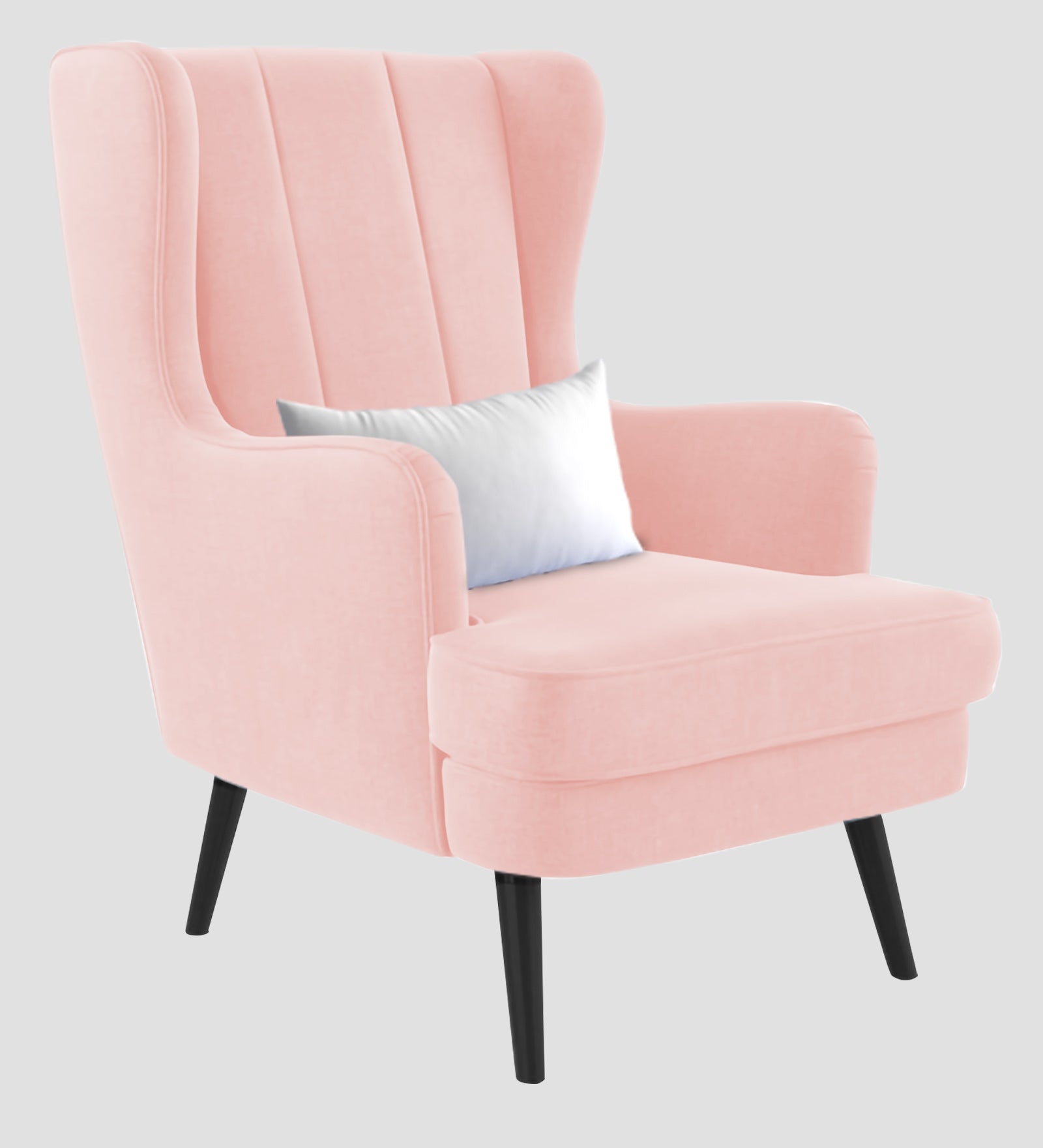Niya Velvet Wing Chair In Millennial Pink Colour - Febonic Living