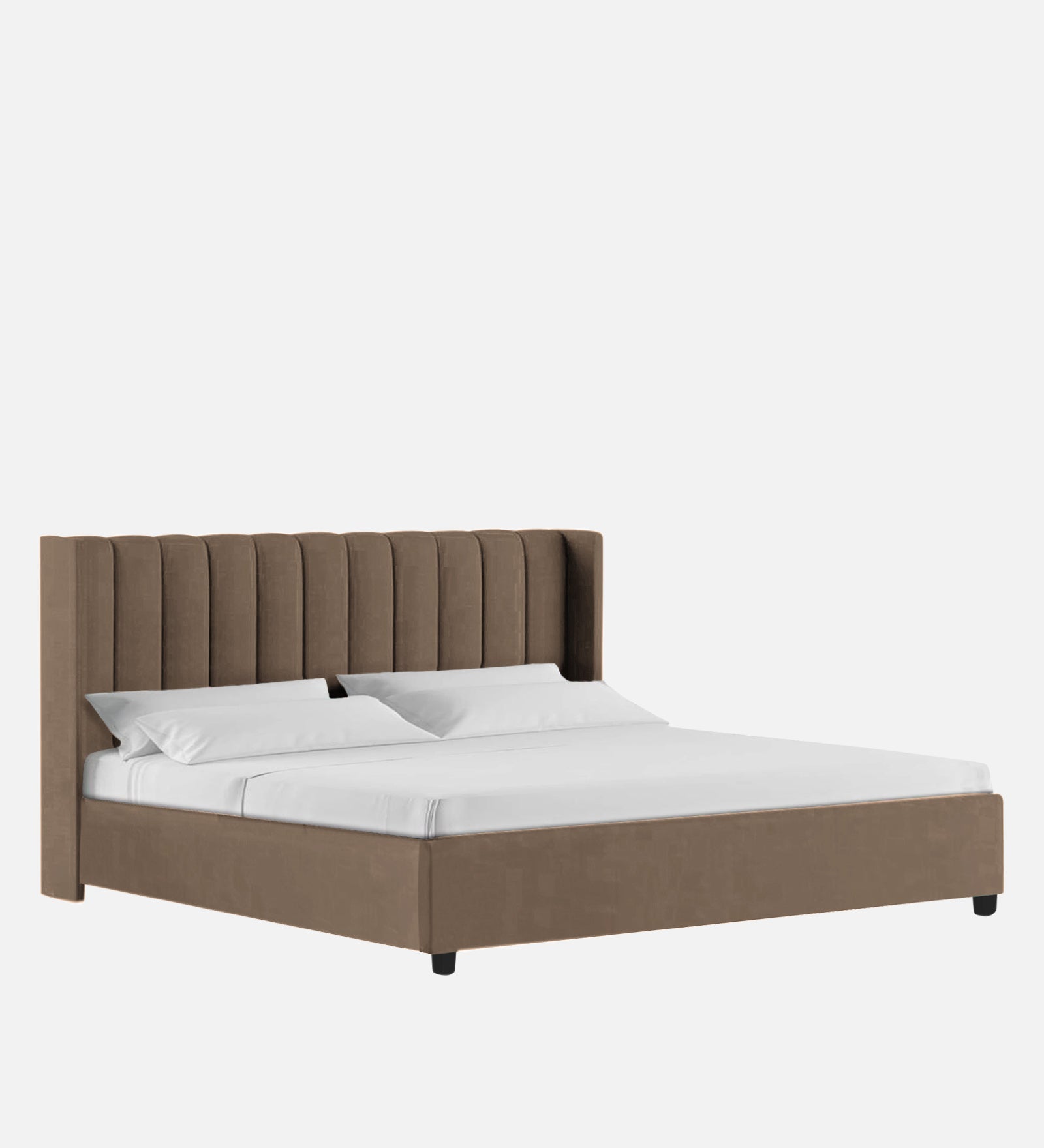 Colina Fabric Upholstered Queen Size Bed In Cookie Beige Colour With Box Storage - Febonic Living