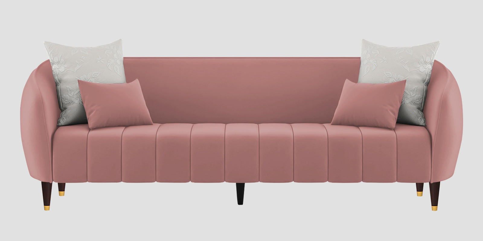 Hairo Velvet 3 Seater Sofa In Blush Pink Colour - Febonic Living