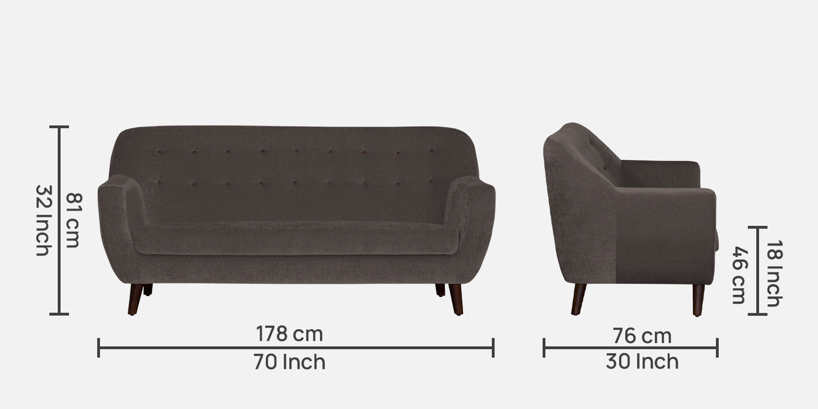 German Fabric 3 Seater Sofa In Caspa Brown Colour - Febonic Living