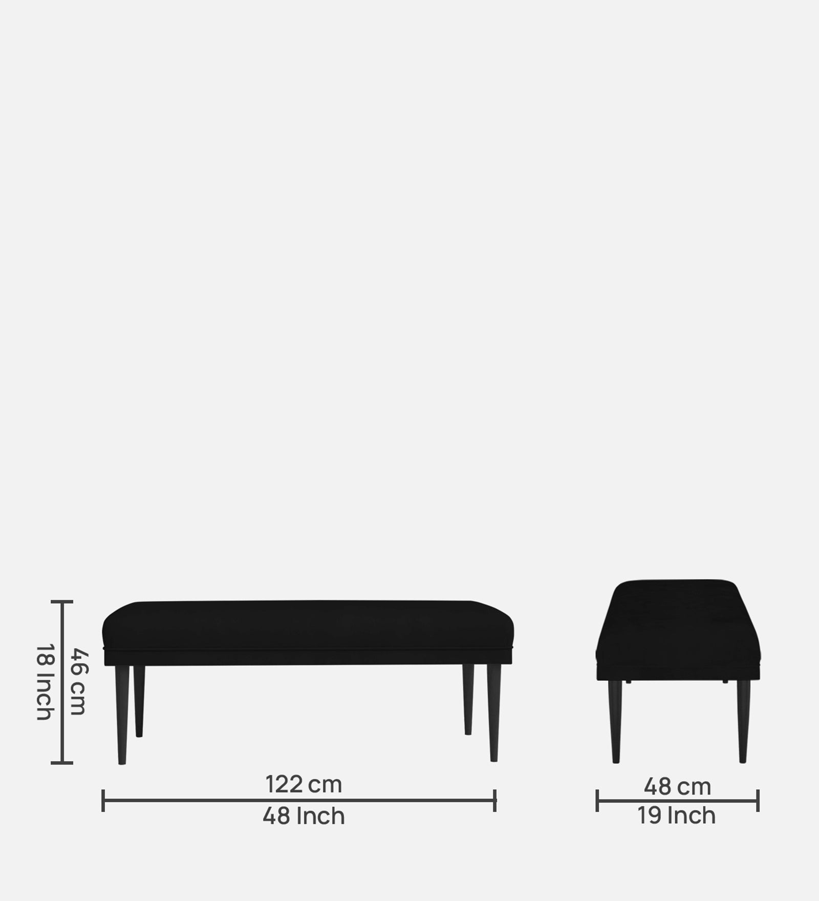 Summer Fabric Bench In Heather Black Colour - Febonic Living
