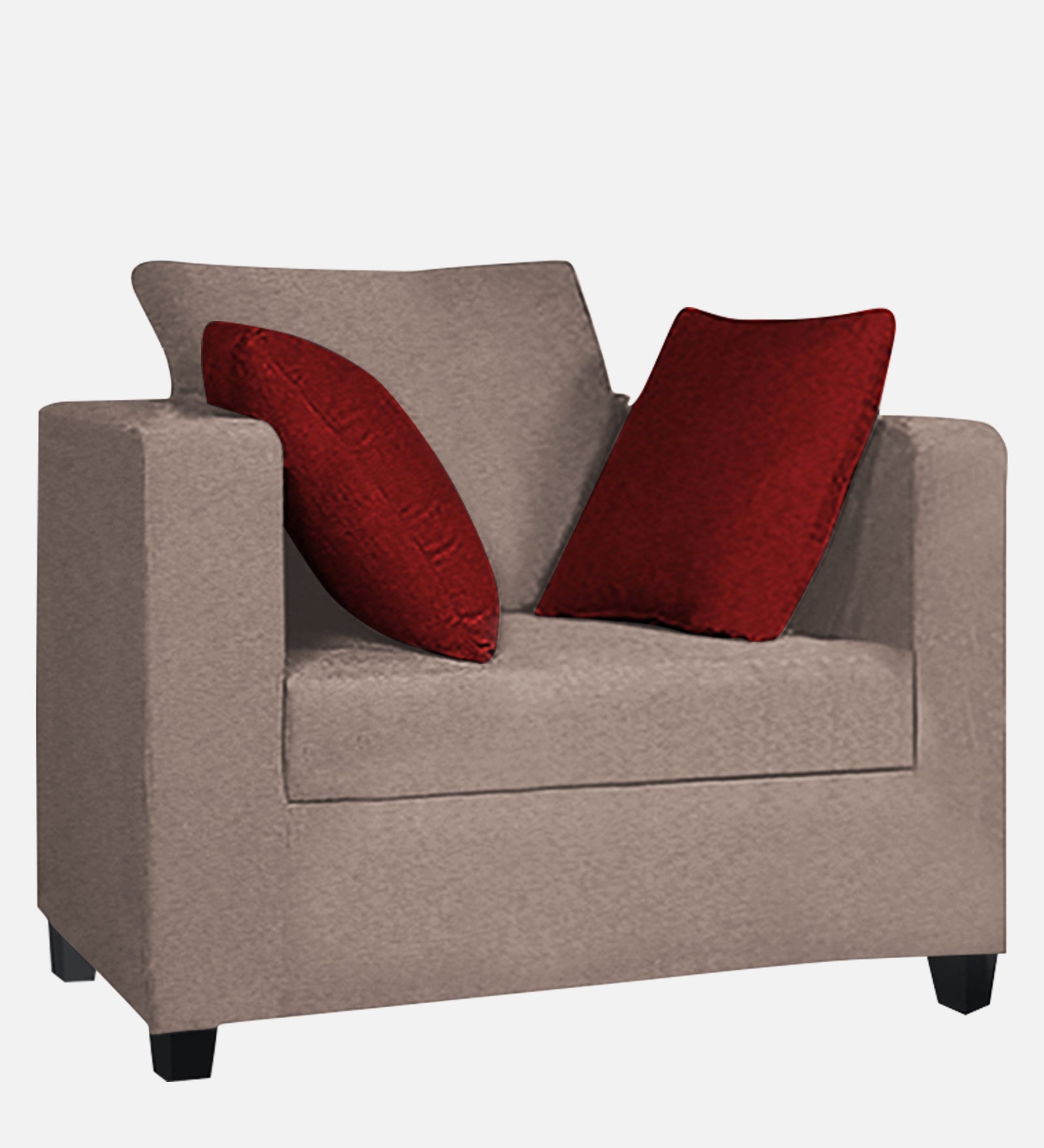 Nuska Fabric 1 Seater Sofa in Kadhi Beige Colour