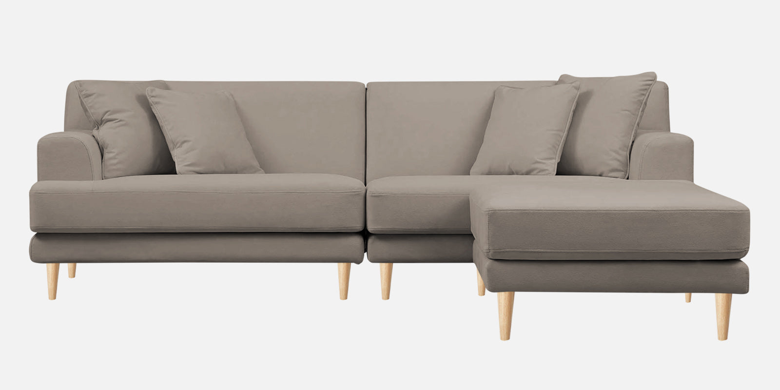 Woody Fabric LHS Sectional Sofa (3+Lounger) In Oat Beige Colour - Febonic Living
