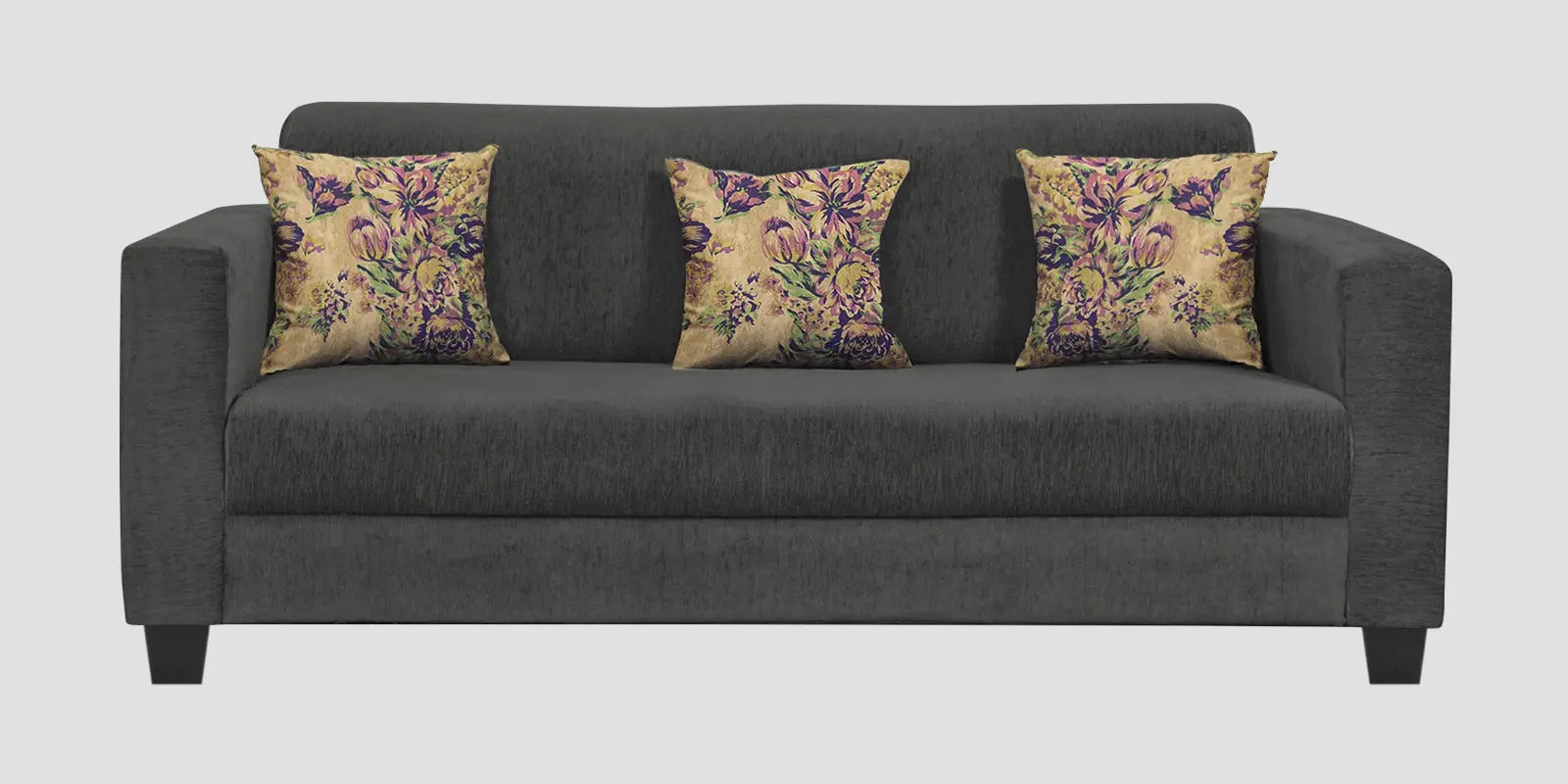Lipu Fabric 3 Seater Sofa In Charcoal Grey Colour Febonic Living