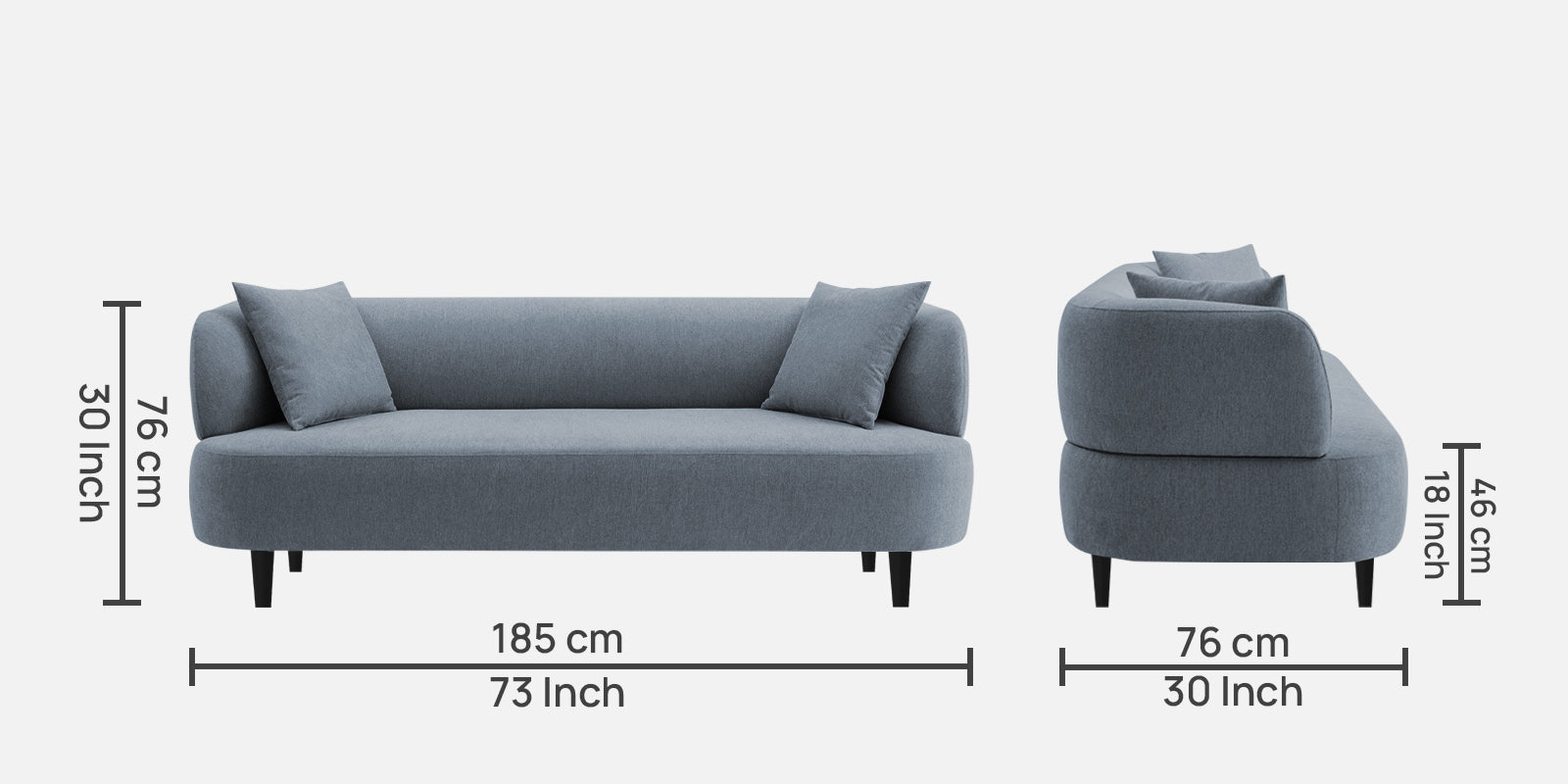 Carson Fabric 3 Seater Sofa in Indigo Blue Colour