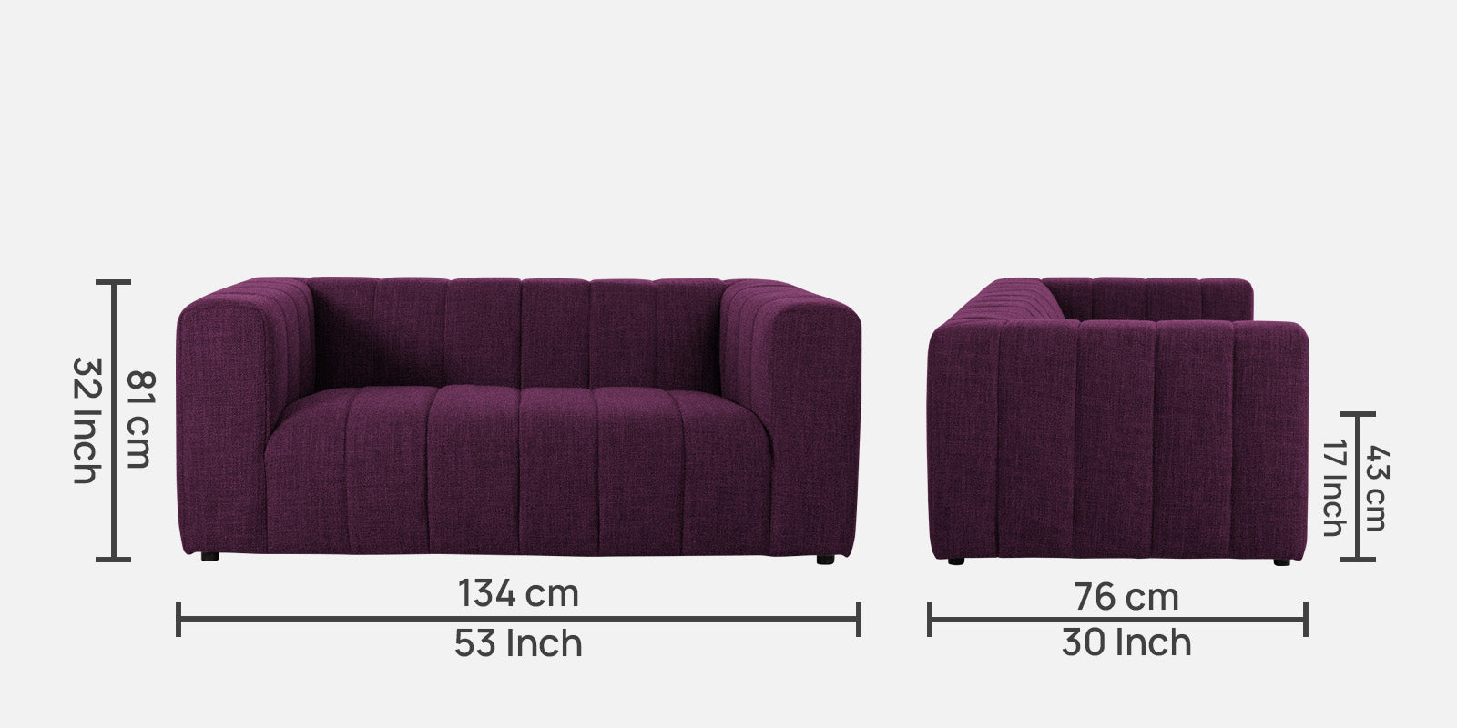 Lara Fabric 2 Seater Sofa In Greek Purple Colour - Febonic Living