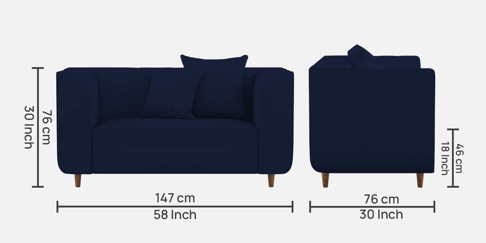 Sumo Velvet 2 Seater Sofa In Indigo Blue Colour - Febonic Living