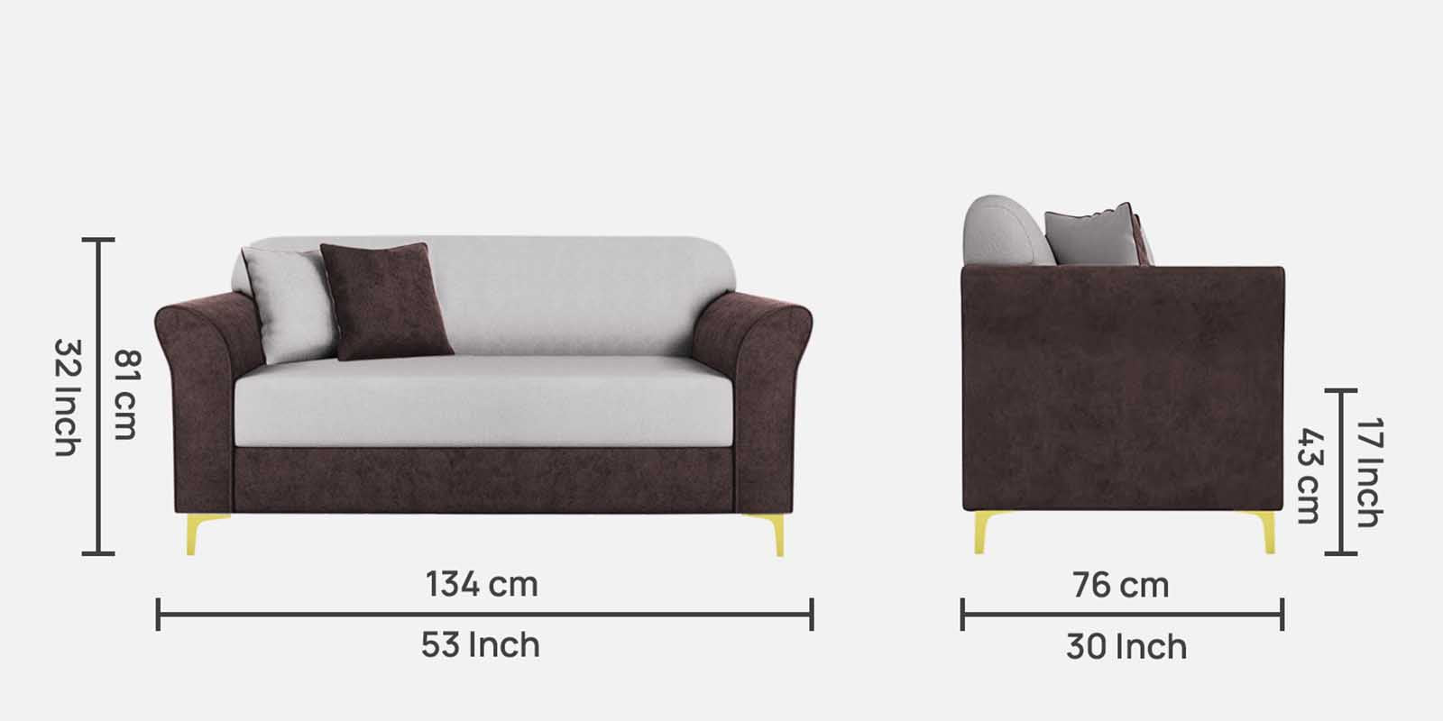 Jordan Velvet 2 Seater Sofa In Mocha Brown And Concreate Grey Colour - Febonic Living