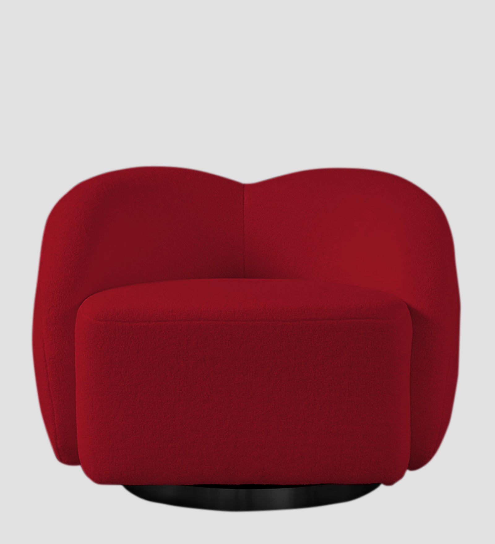 Miles Boucle Fabric Swivel Chair in Candy Red Colour