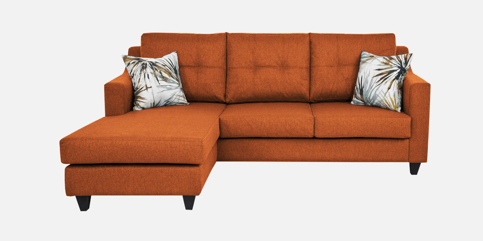 Welly Fabric RHS Sectional Sofa (2+Lounger) In Vivid Orange Colour - Febonic Living
