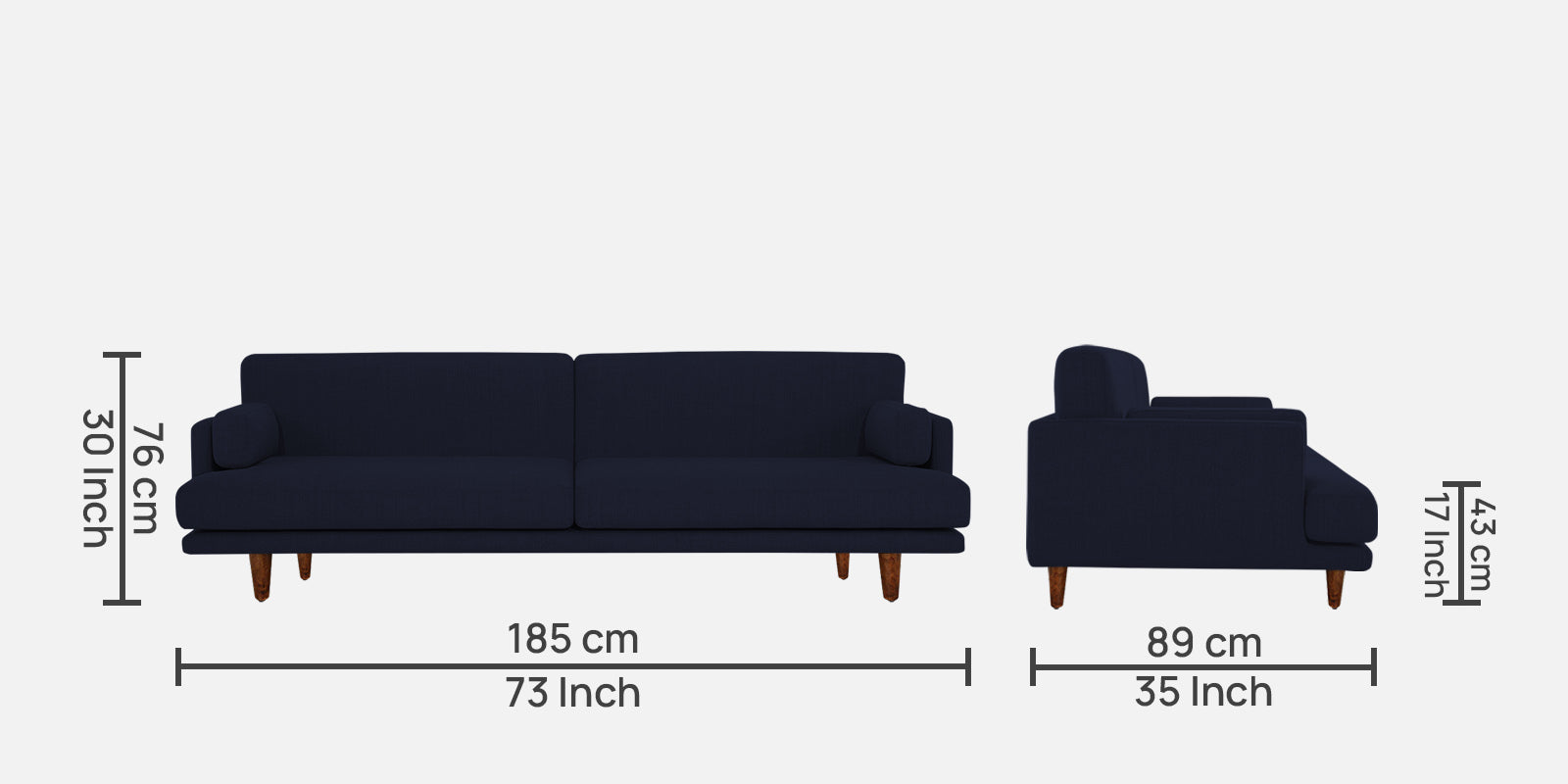 Ricky Fabric 3 Seater Sofa In Royal blue Colour - Febonic Living