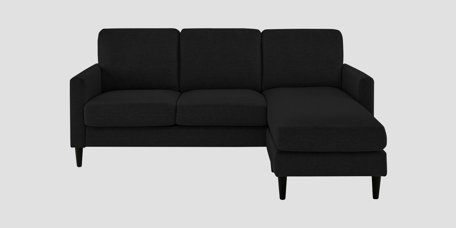 Romie Fabric LHS Sectional Sofa (2+Lounger) In Zed Black Colour - Febonic Living