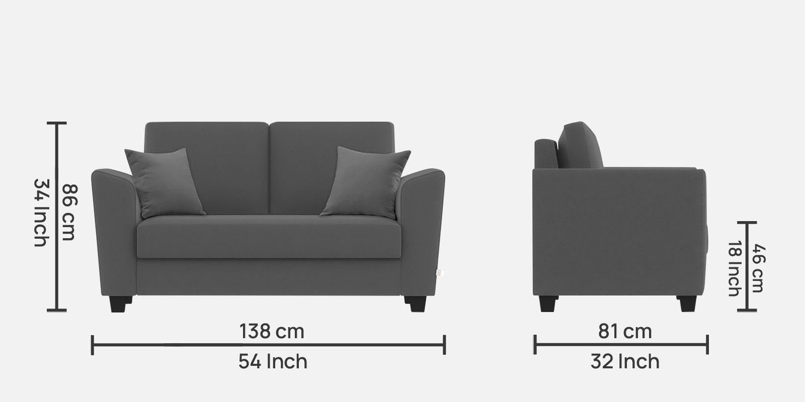 Daku Fabric 2 Seater Sofa In Charcoal Grey Colour - Febonic Living