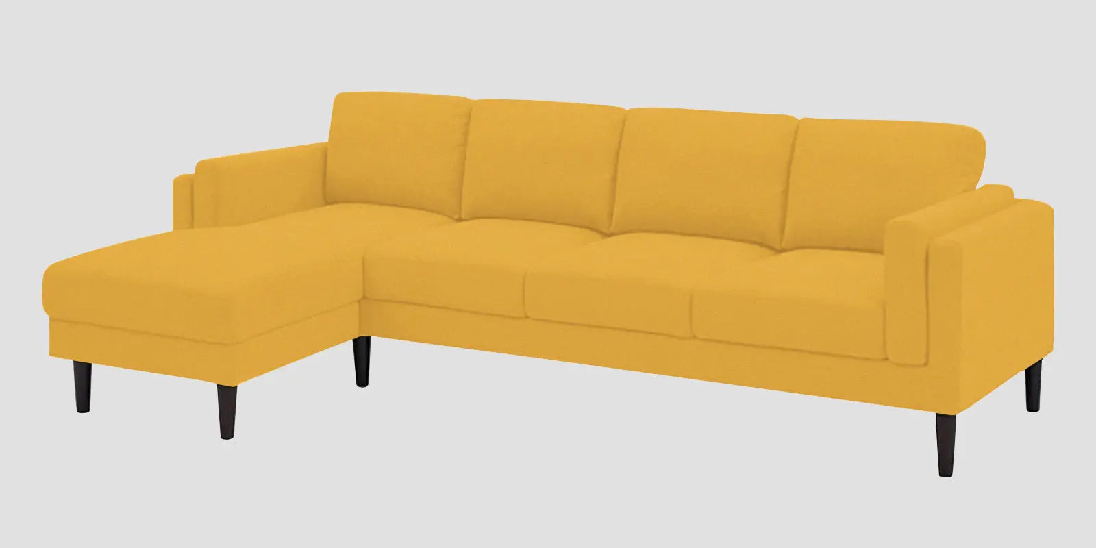 Creata Fabric RHS Sectional Sofa (3+Lounger) In Bold Yellow Colour Febonic Living