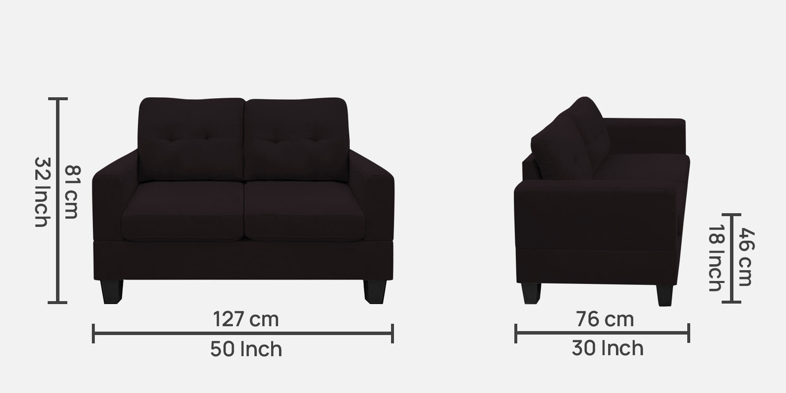 Thomas Fabric 2 Seater Sofa in Cara Brown Colour
