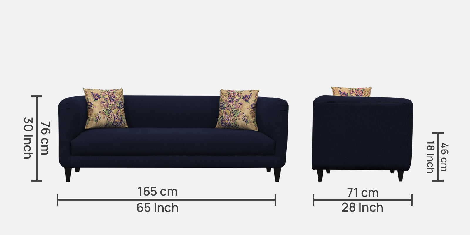 Niki Fabric 3 Seater Sofa In Royal Blue Colour - Febonic Living