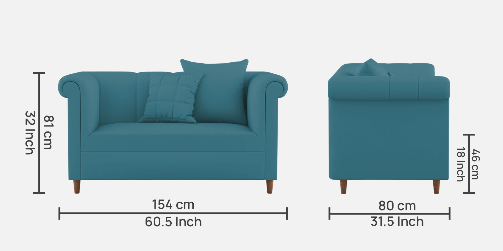 Rubi Velvet 2 Seater Sofa In Aqua Blue Colour - Febonic Living