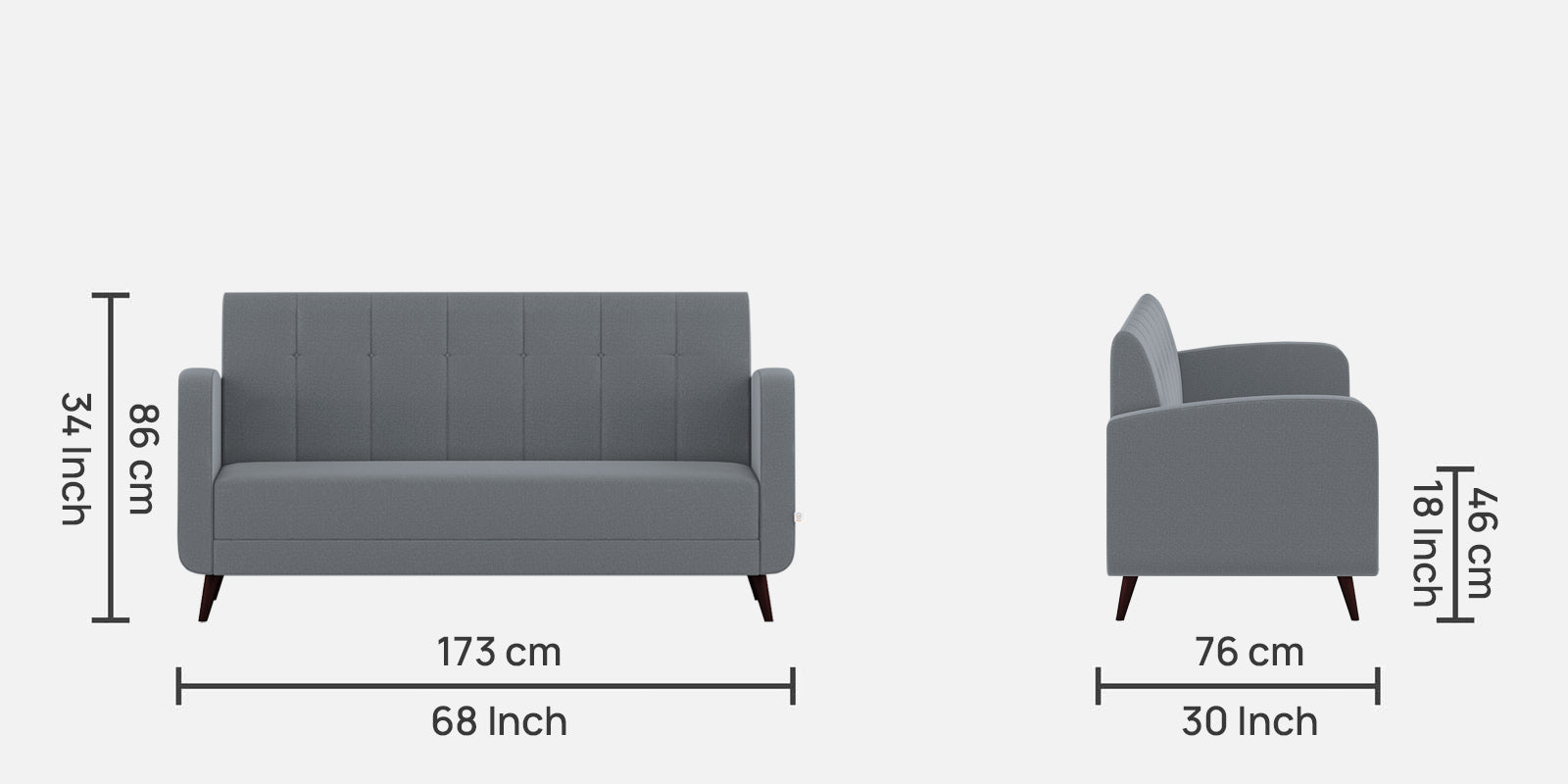 Wiki Velvet 3 Seater Sofa In Pubble Grey Colour - Febonic Living