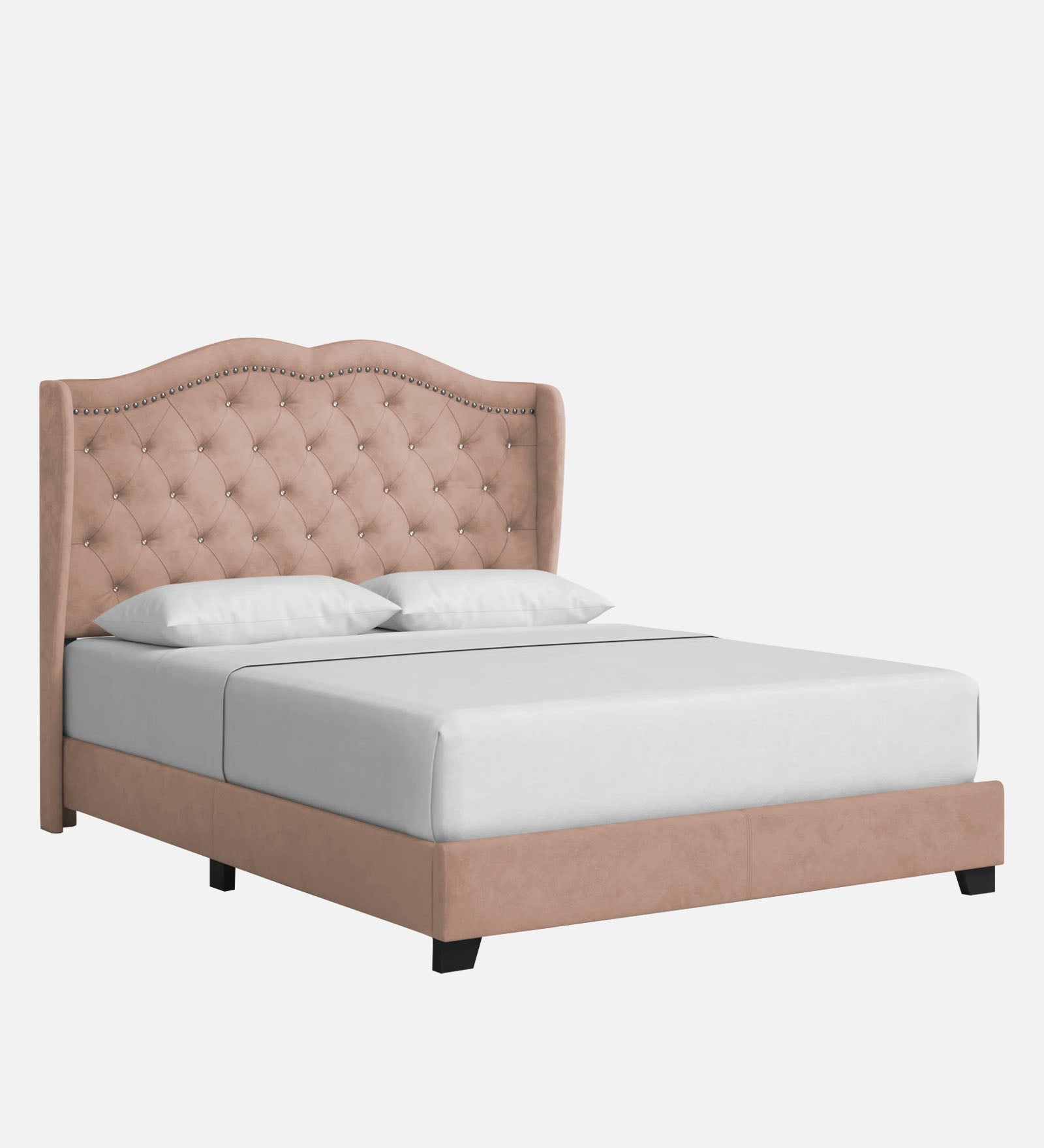 Blake Fabric Queen Size Bed in Olive Beige Colour - Febonic Living