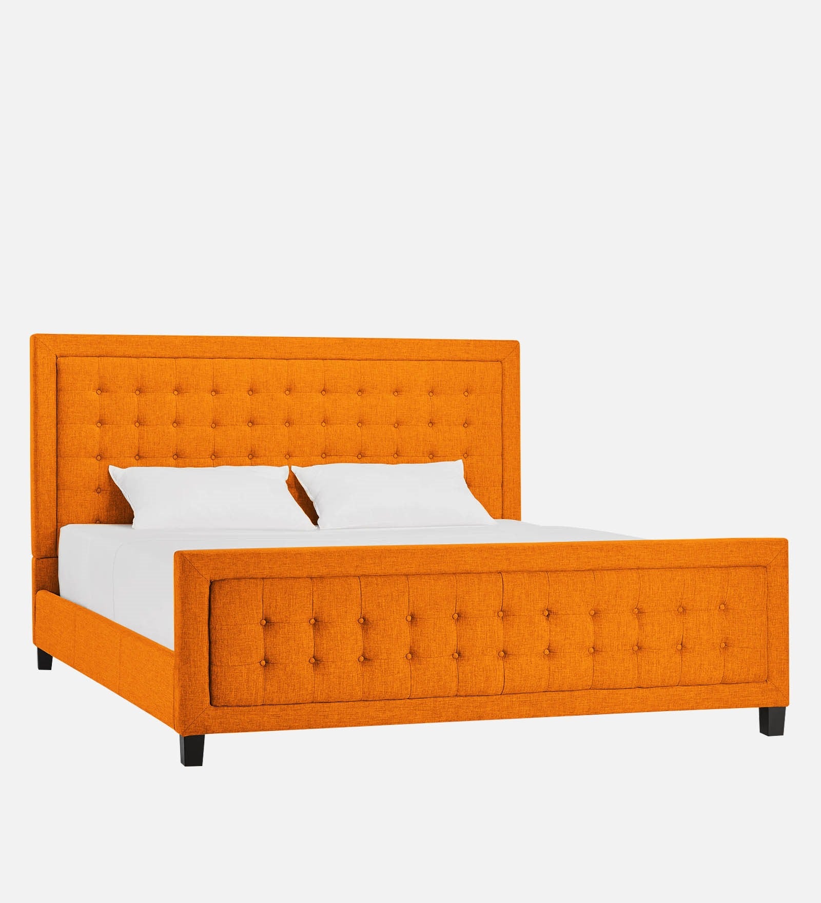 Kaster Fabric King Size Bed In Vivid Orange Colour - Febonic Living