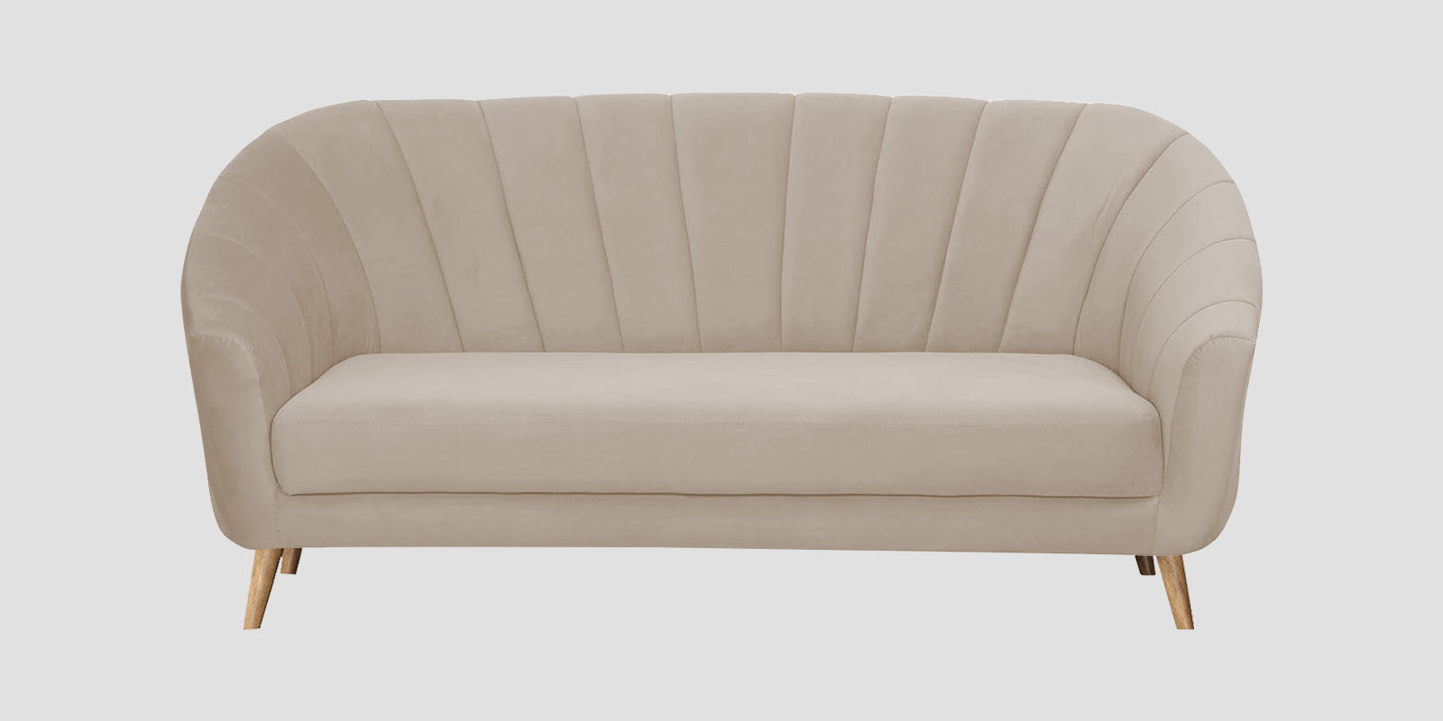 Kaylee Velvet 3 Seater Sofa In Cream Beige Colour - Febonic Living