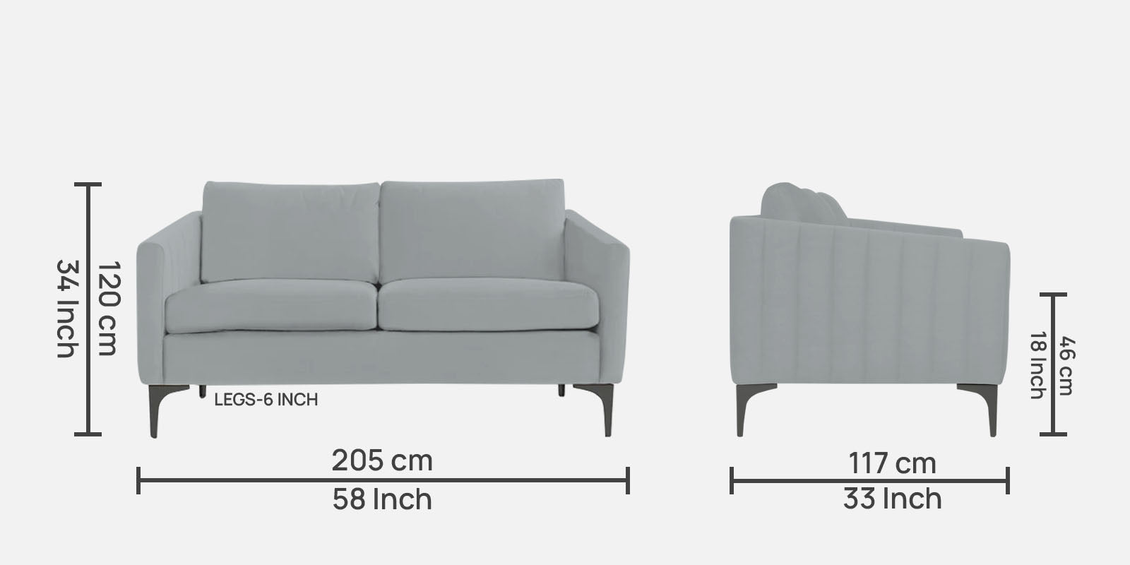 Haru Velvet 2 Seater Sofa In Pearl grey Colour - Febonic Living