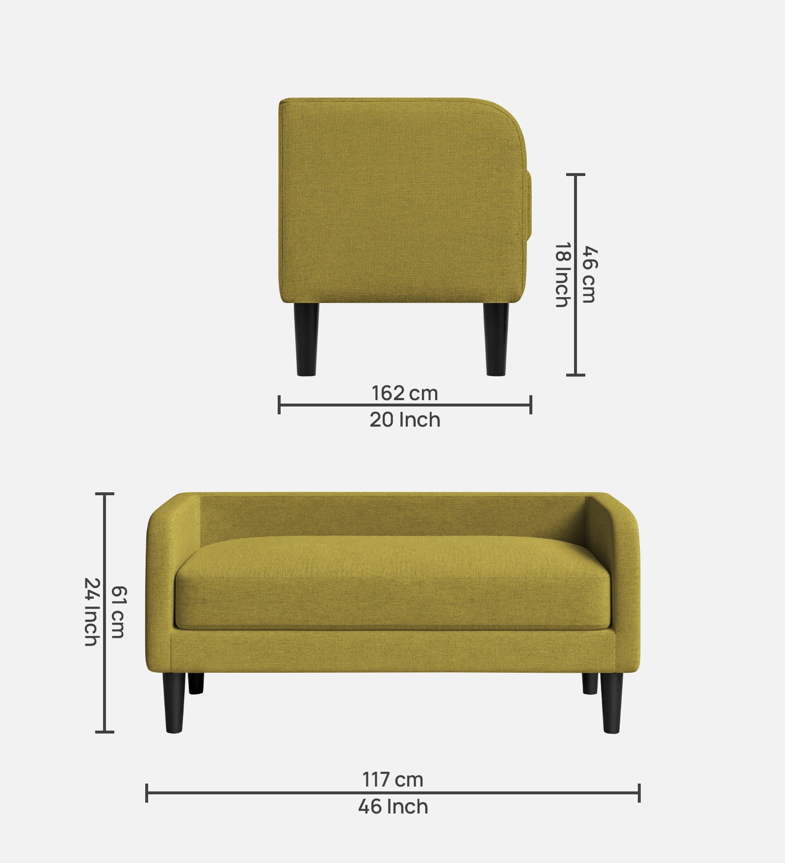 Maya Fabric Bench In Parrot Green Colour - Febonic Living