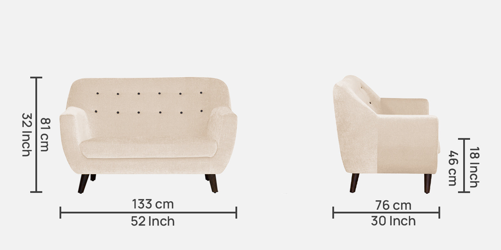 German Fabric 2 Seater Sofa In Woom Beige Colour - Febonic Living