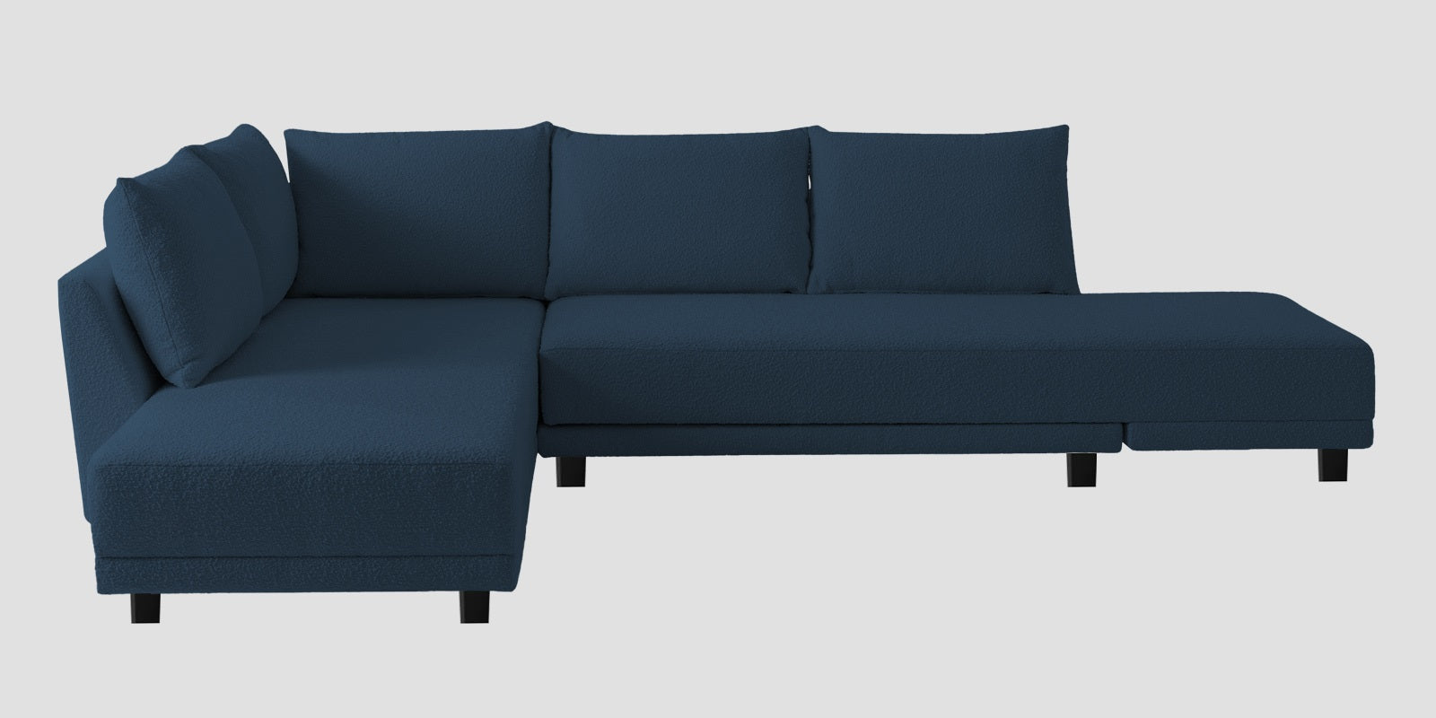 Ira Boucle Fabric RHS 6 Seater Convertible Sofa Cum Bed In Classic Blue Colour - Febonic Living