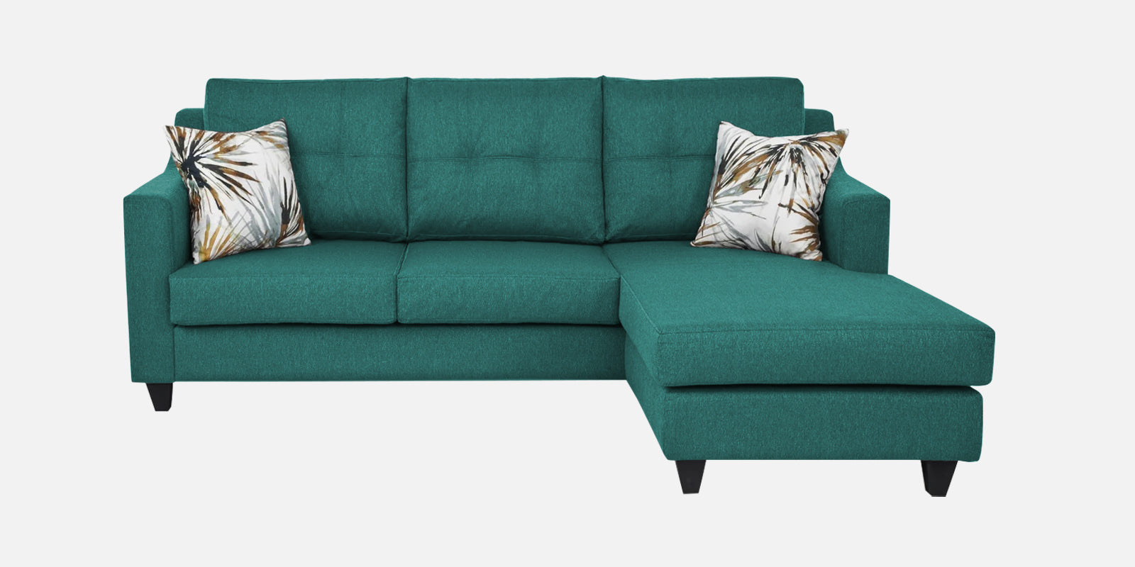 Welly Fabric LHS Sectional Sofa (2+Lounger) In Sea Green Colour - Febonic Living