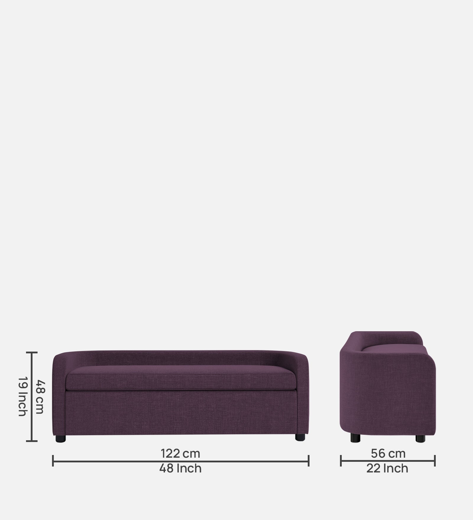 Cooper Fabric Storage Bench In Greek Purple Colour - Febonic Living