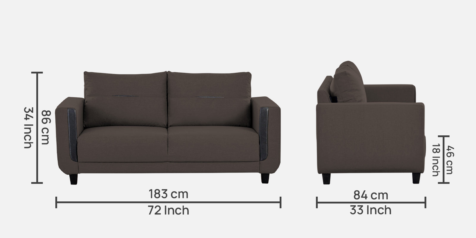 Perry Fabric 3 Seater Sofa In Caspa Brown Colour - Febonic Living