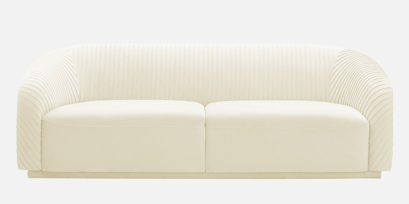 Yara Velvet Fabric 3 Seater Sofa In Warm White Colour - Febonic Living