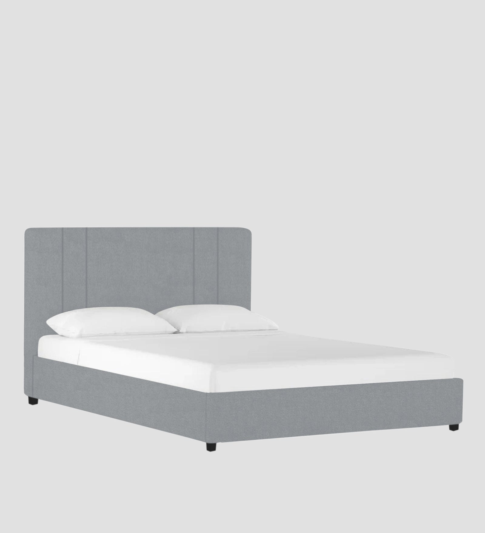 Asyra Velvet Queen Size Bed in Concrete Grey Colour With Box Storage - Febonic Living