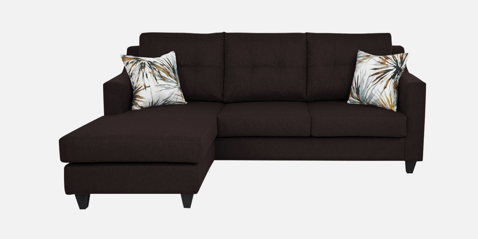 Welly Fabric RHS Sectional Sofa (2+Lounger) In Dark Brown Colour - Febonic Living