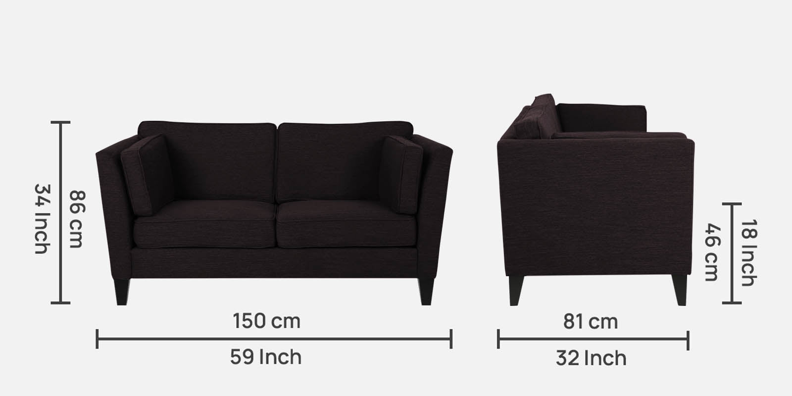Nigar Fabric 2 Seater Sofa In Cara Brown Colour - Febonic Living