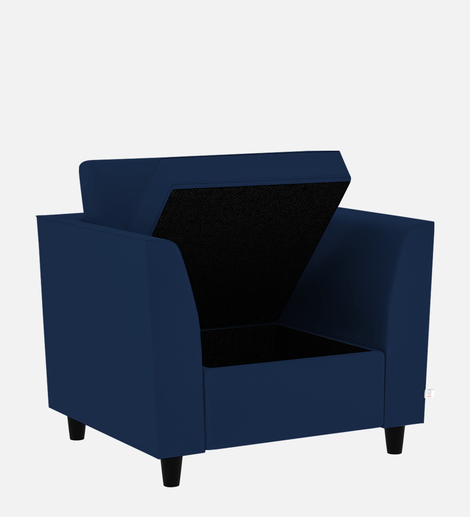 Bristo Velvet 1 Seater Sofa In Imperial Blue Colour With Storage - Febonic Living
