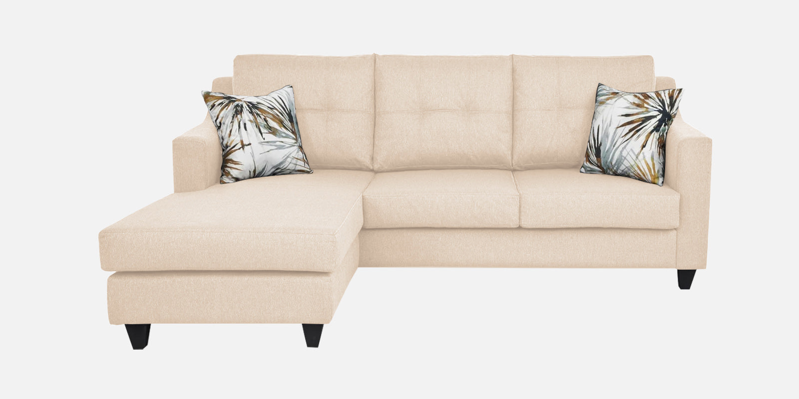 Welly Fabric RHS Sectional Sofa (2+Lounger) In Woom Beige Colour - Febonic Living