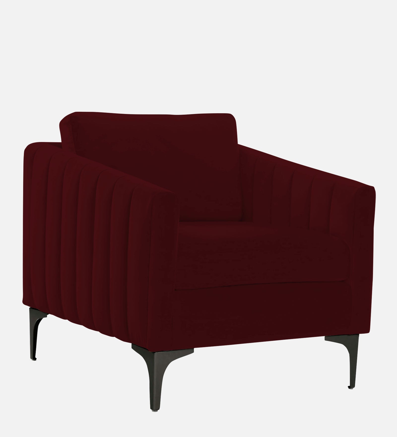 Haru Velvet 1 Seater Sofa In Dark Maroon Colour - Febonic Living