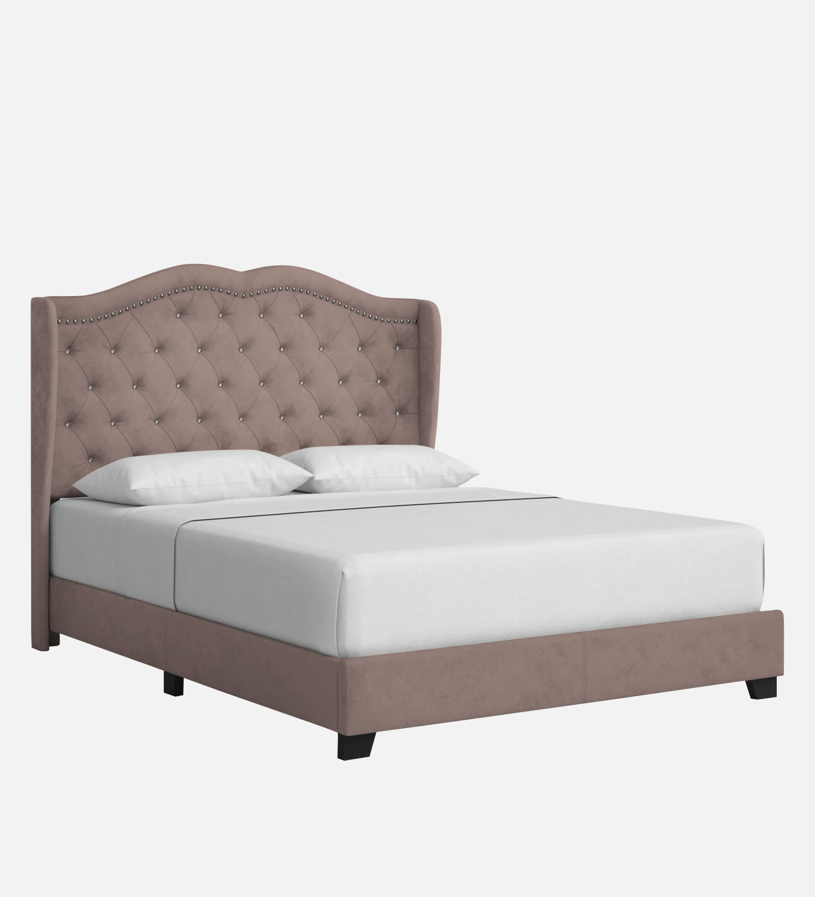 Blake Fabric Queen Size Bed in Kadhi Beige Colour - Febonic Living