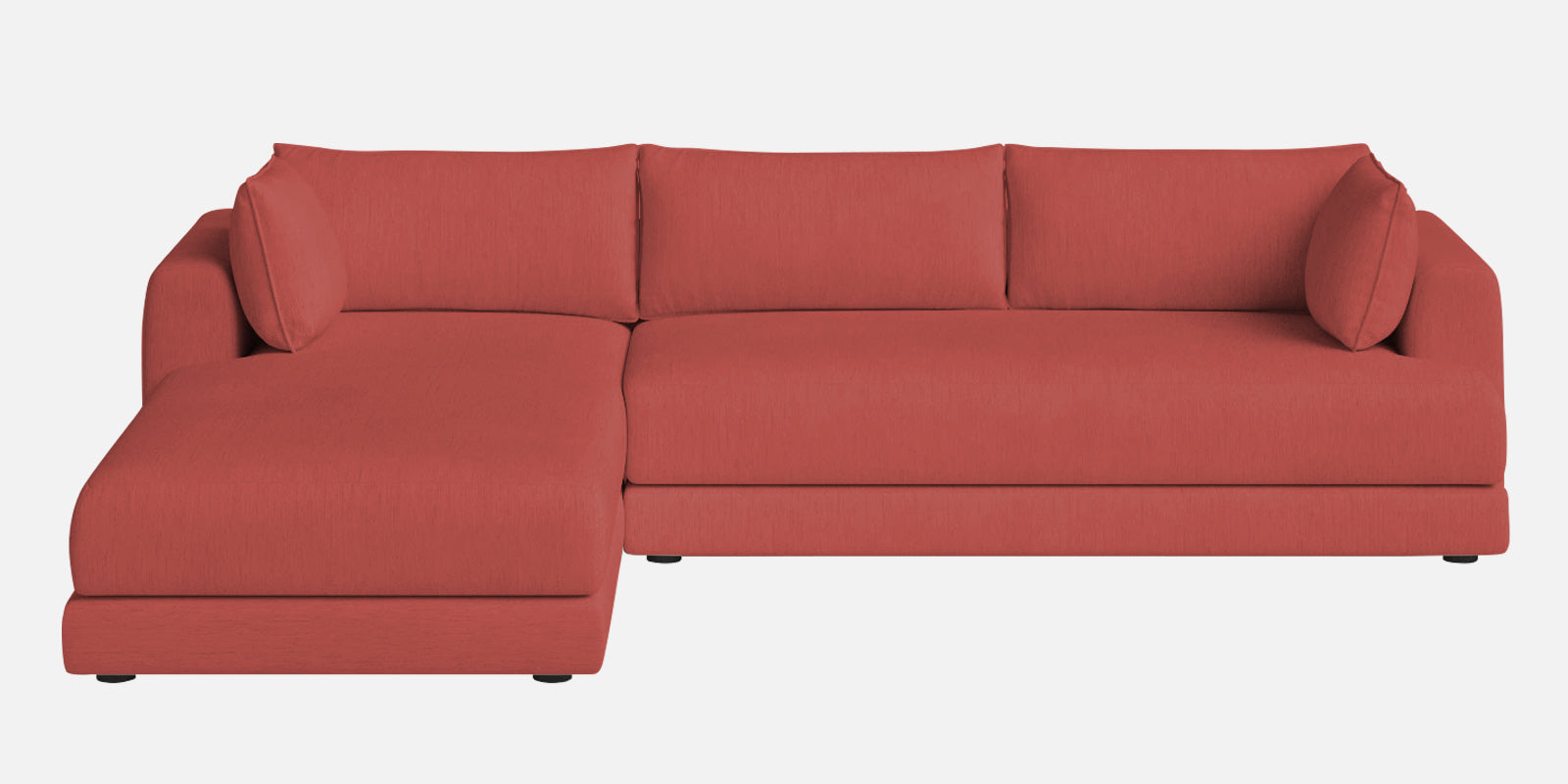 Ziggy Fabric RHS Sectional Sofa (3+Lounger) In Salmon Pink Colour - Febonic Living