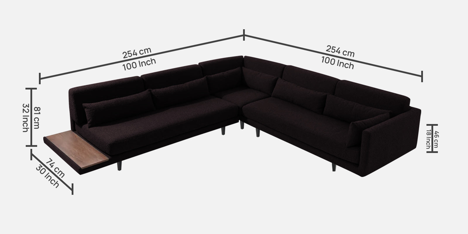 Malta Fabric 6 Seater LHS Corner Sofa In Cara brown Colour - Febonic Living