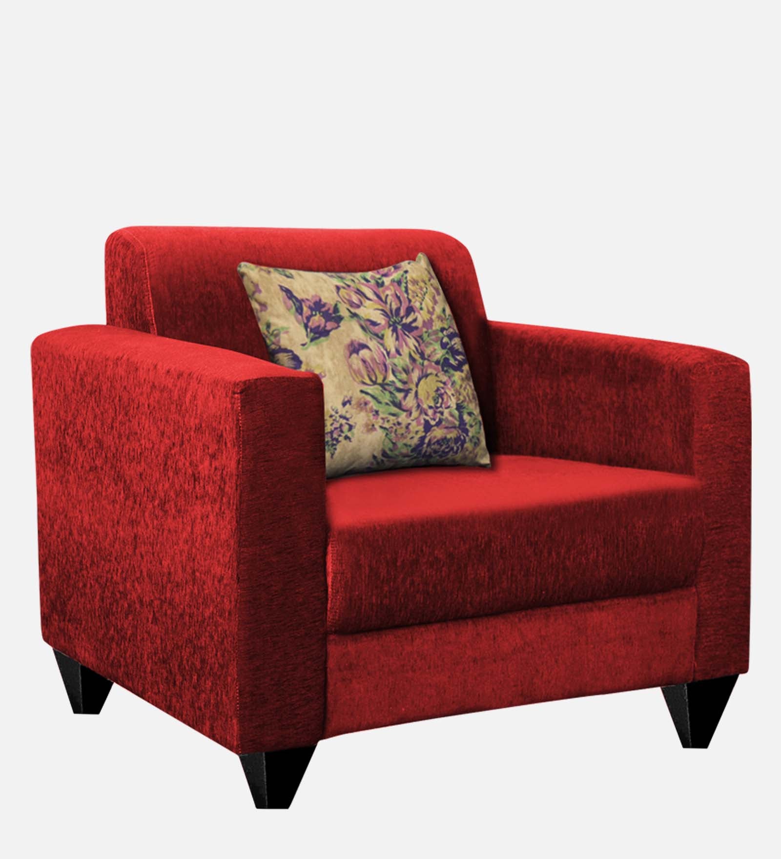 Lipu Fabric 1 Seater Sofa In Blood Maroon Colour
