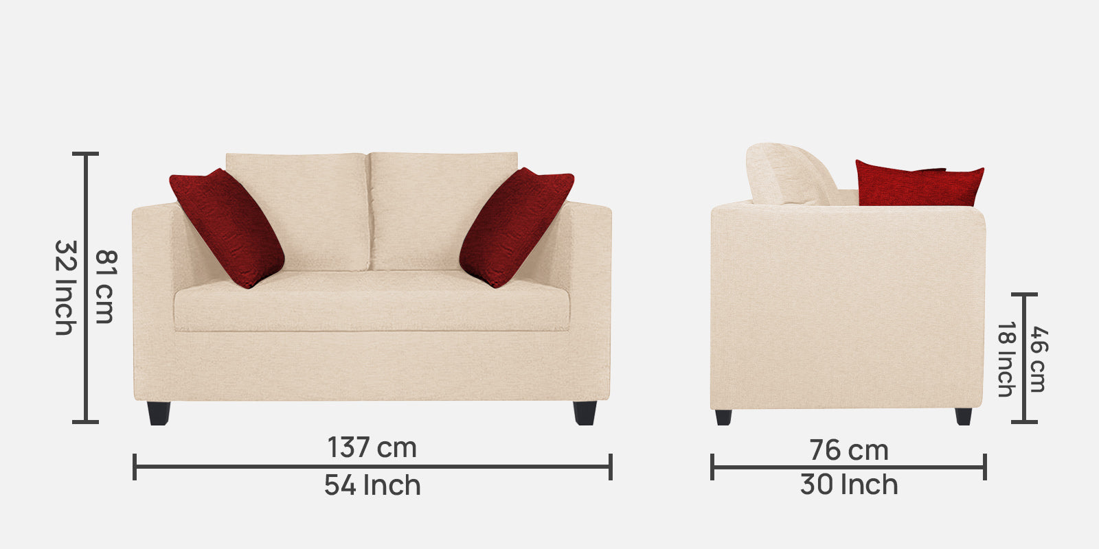Nuska Fabric 2 Seater Sofa In Woom Beige Colour - Febonic Living
