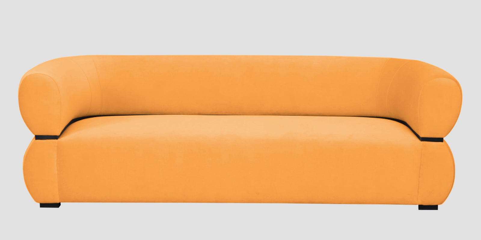 Kula Velvet 3 Seater Sofa In Tangerine Orange Colour - Febonic Living