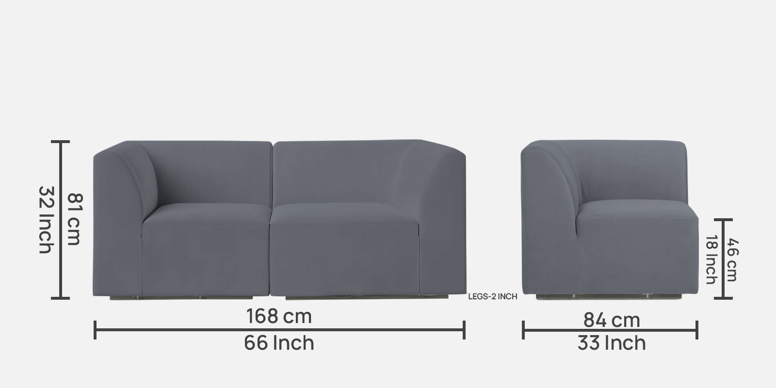 Bufa Velvet 2 Seater Sofa in Pubble Grey Colour With Storage