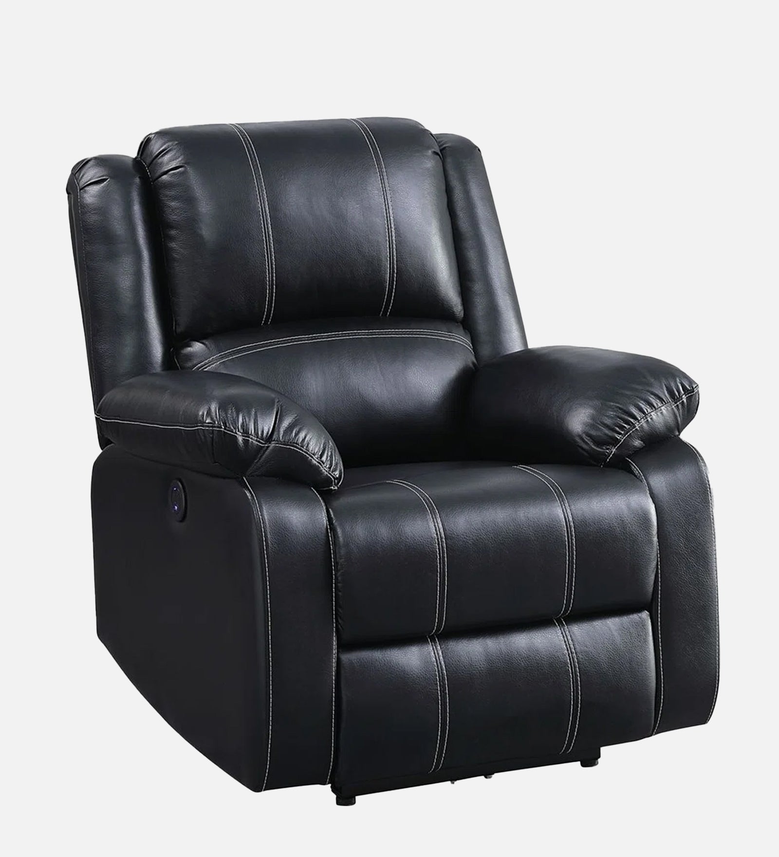 Santo Leatherette 1 Seater Motorized Recliner In Dark Black Leather Finish - Febonic Living