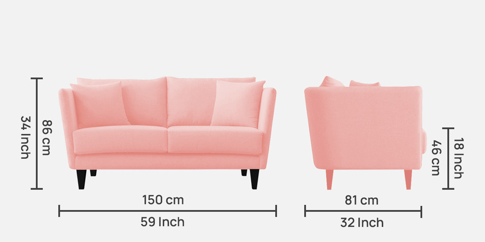 Norway Velvet 2 Seater Sofa In Millennial Pink Colour - Febonic Living