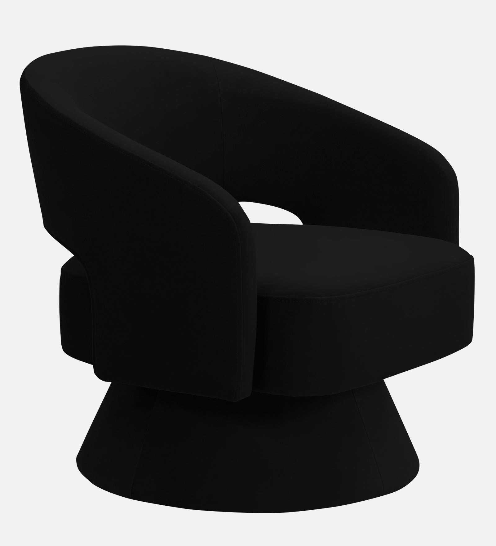 Pendra Velvet Swivel Chair in Adam Black Colour